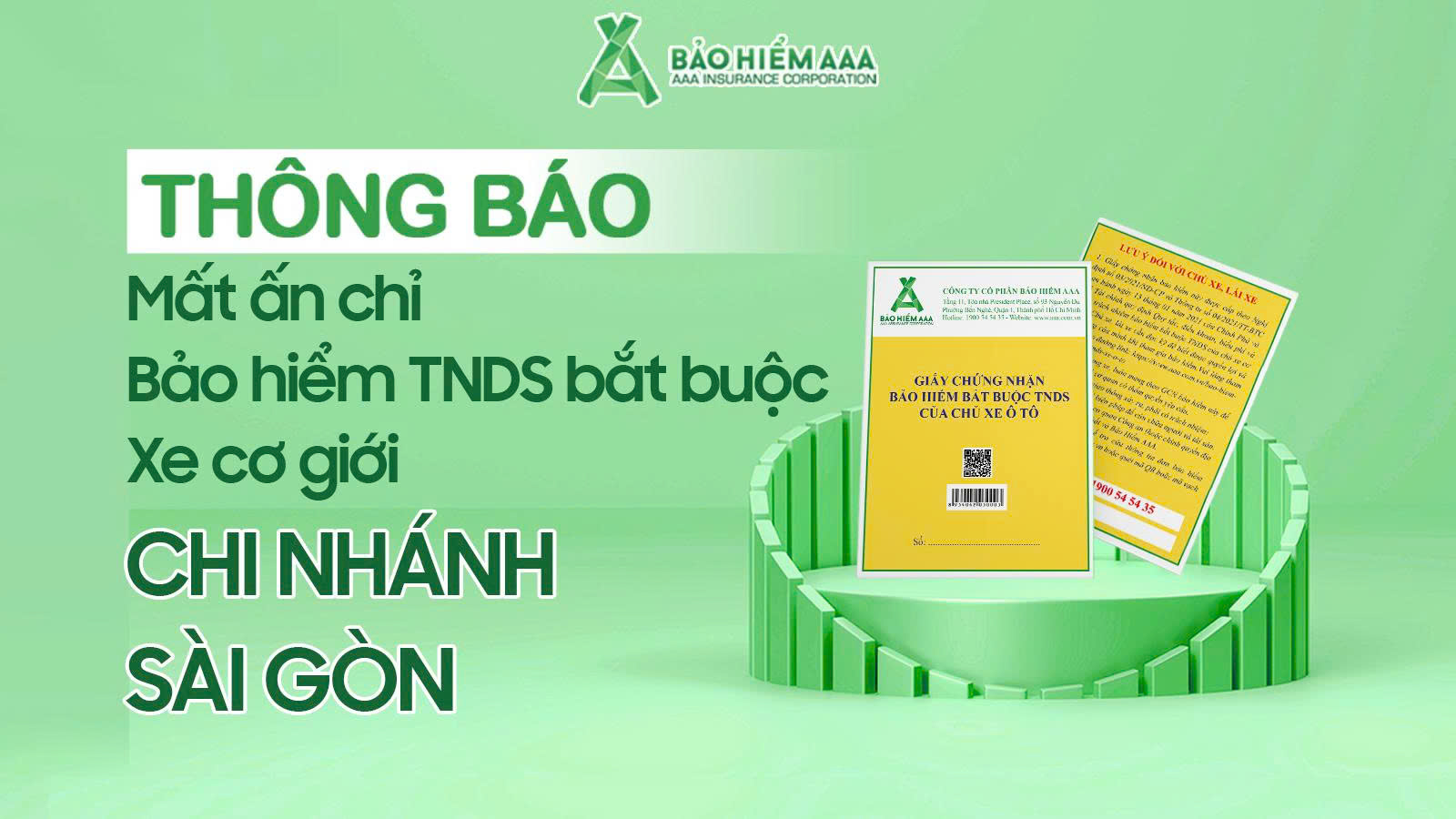 THÔNG BÁO MẤT ẤN CHỈ BẢO HIỂM TNDS BẮT BUỘC XE CƠ GIỚI - CHI NHÁNH SÀI GÒN (CẬP NHẬT THÁNG 12/2025)