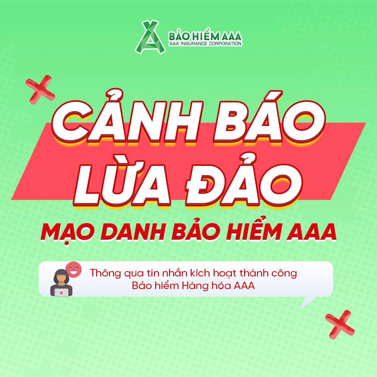 BẢO HIỂM AAA CẢNH BÁO TÌNH TRẠNG MẠO DANH LỪA ĐẢO QUA TIN NHẮN 'XÁC NHẬN KÍCH HOẠT GÓI BẢO HIỂM HÀNG HÓA AAA'